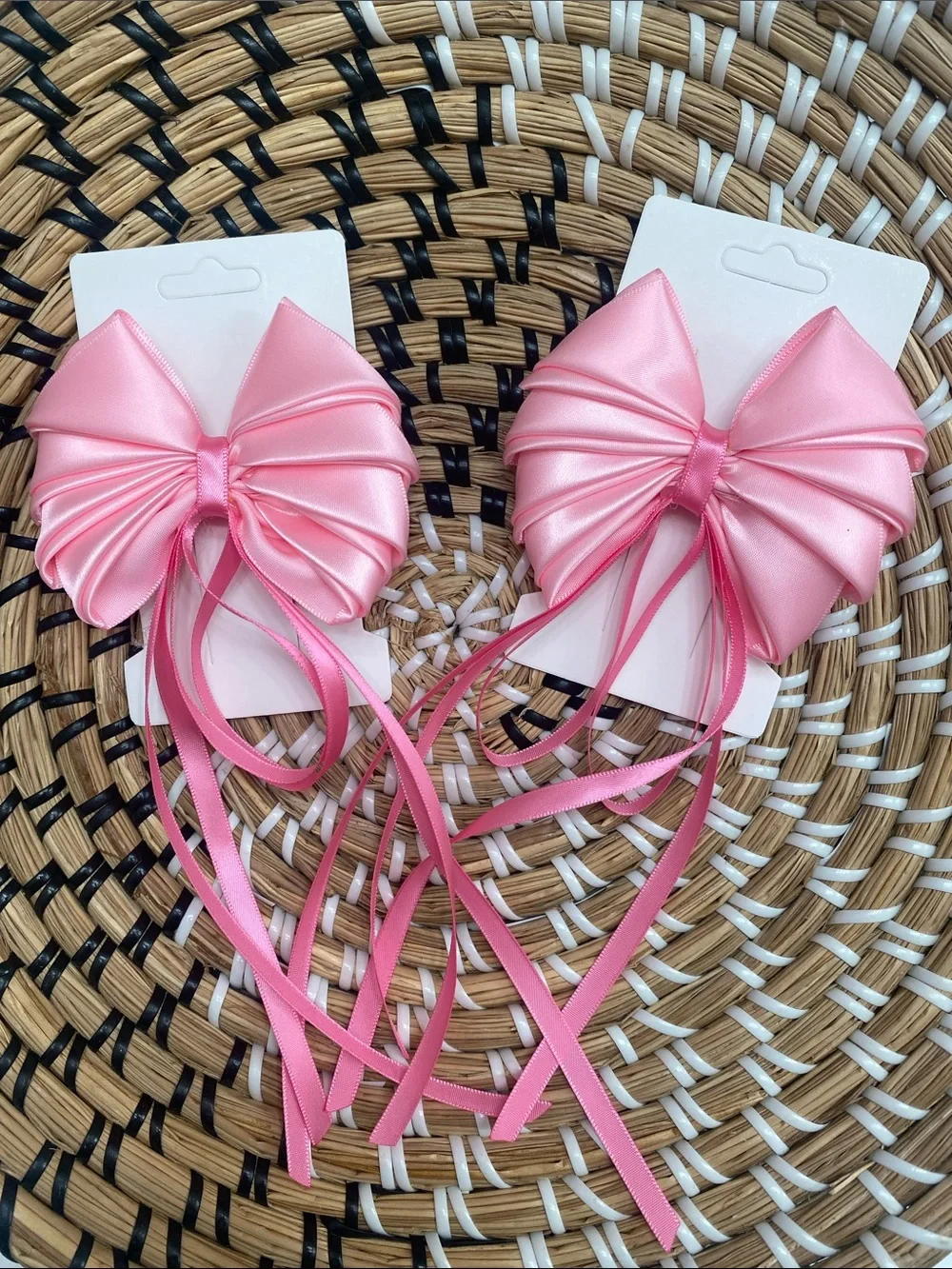 Pink Satin Ribbon Hair Bows for Kids